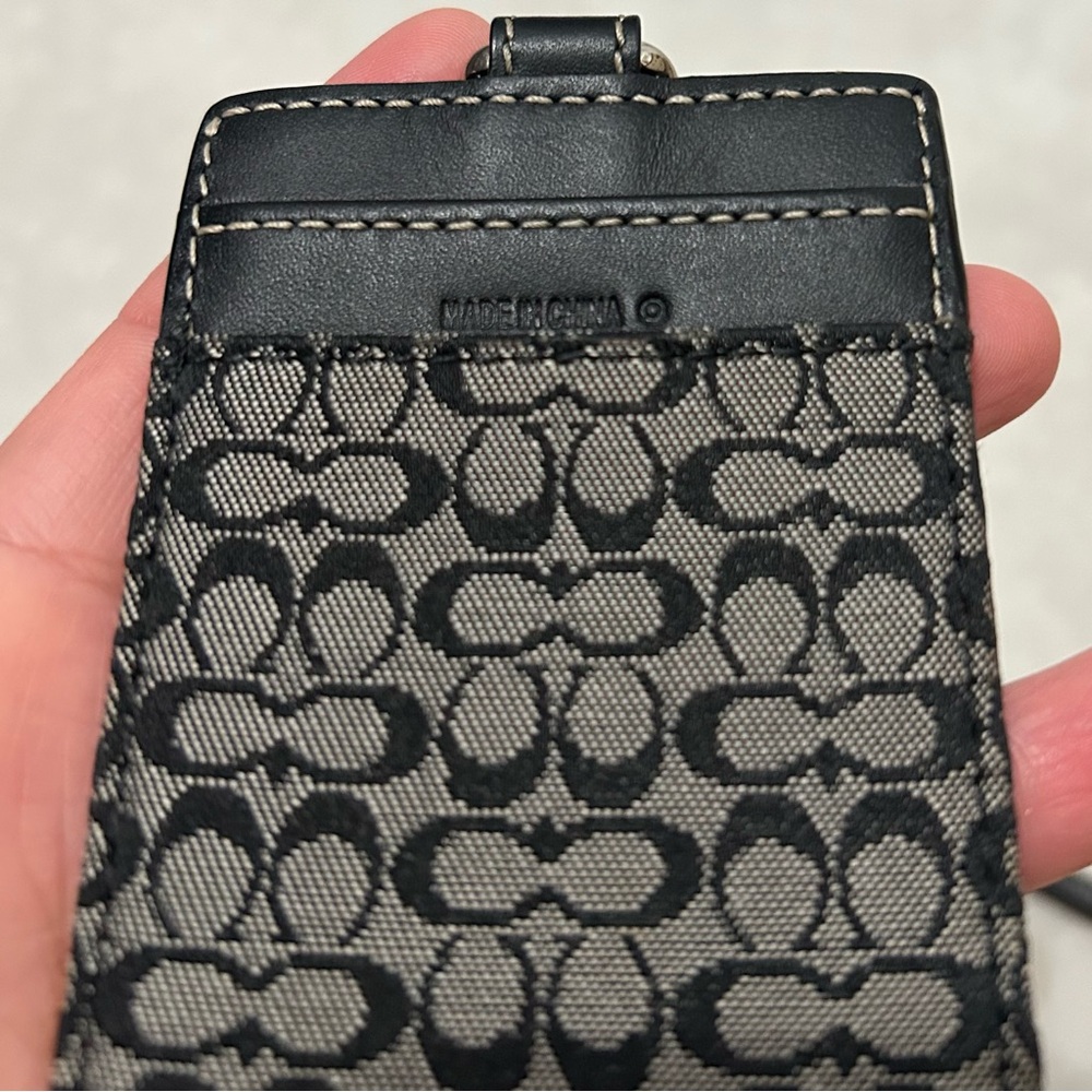 COACH Signature Black Mini C ID Lanyard - Picture 2 of 7